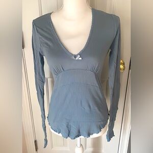 Free People- Blue pointelle long sleeve
